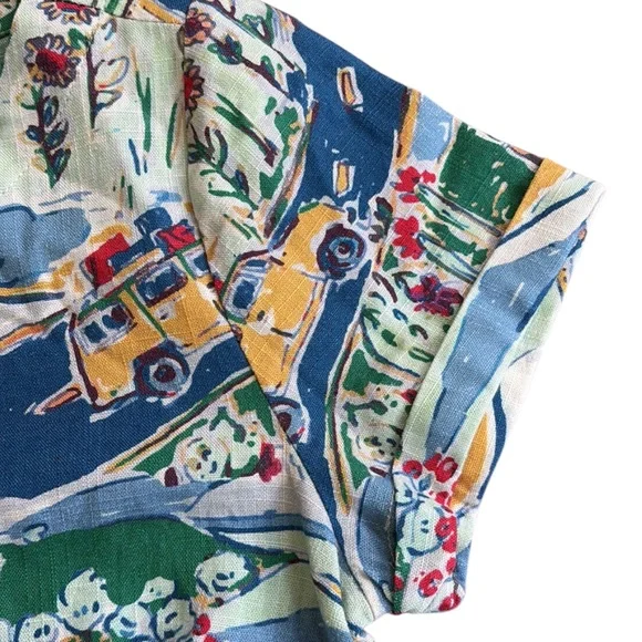 Like New ModCloth Travel Road Trip Linen Blend Top Size XS - Picture 3 of 9